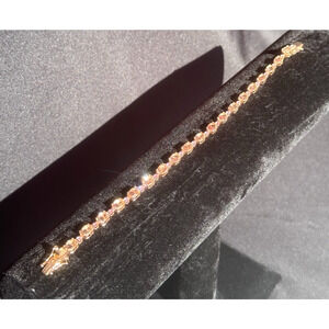 Pink Morganite & Moissanite Tennis Bracelet 18k Gold Vermeil Sterling 925 D'Joy